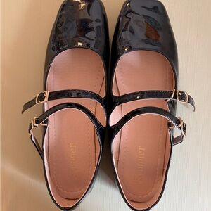 Black Patent Double-Strap Mary Jane Flats